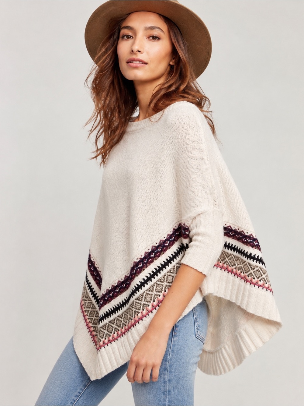 Sleeping on Snow Fair Isle Knit Poncho Sweater XS/S Anthropologie